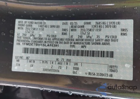 2025 Ford Bronco Big Bend z USA, uszkodzony, nr VIN 1FMDE7BH1SLA55391